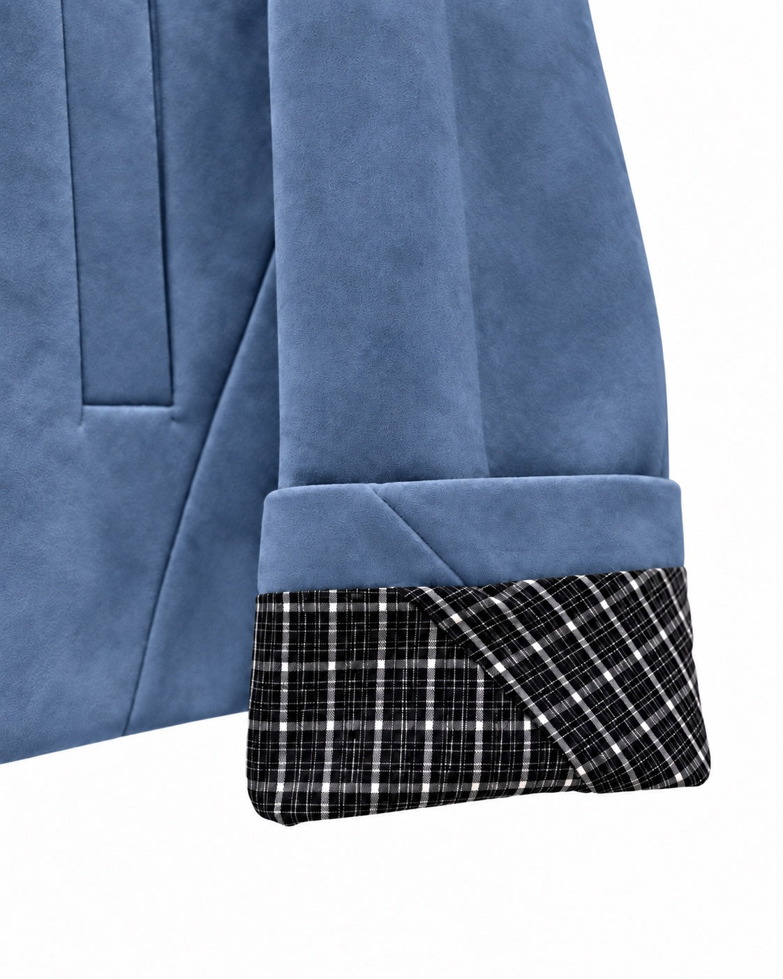 The Faux Suede Zip Jacket - blue cuff detail