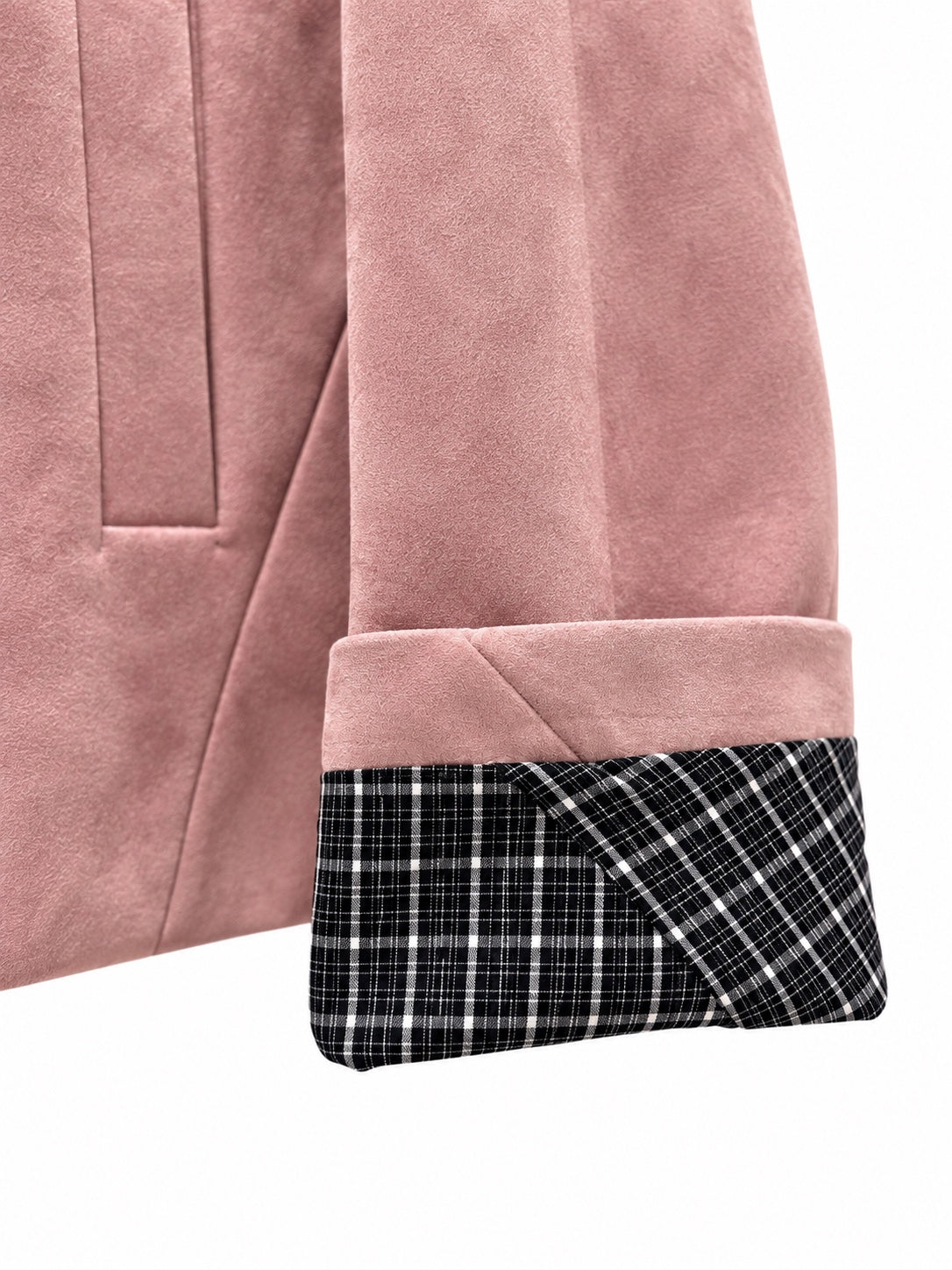 The Faux Suede Zip Jacket - pink cuff detail