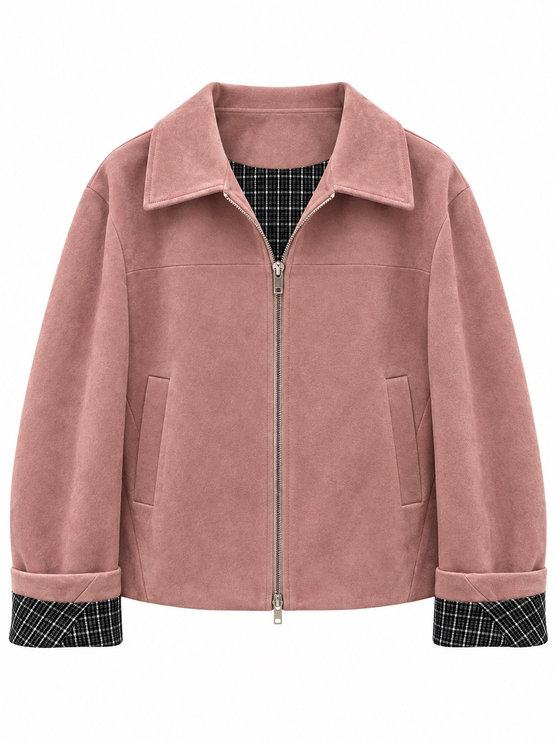 The Suede Zip Jacket in Dusty Rose
