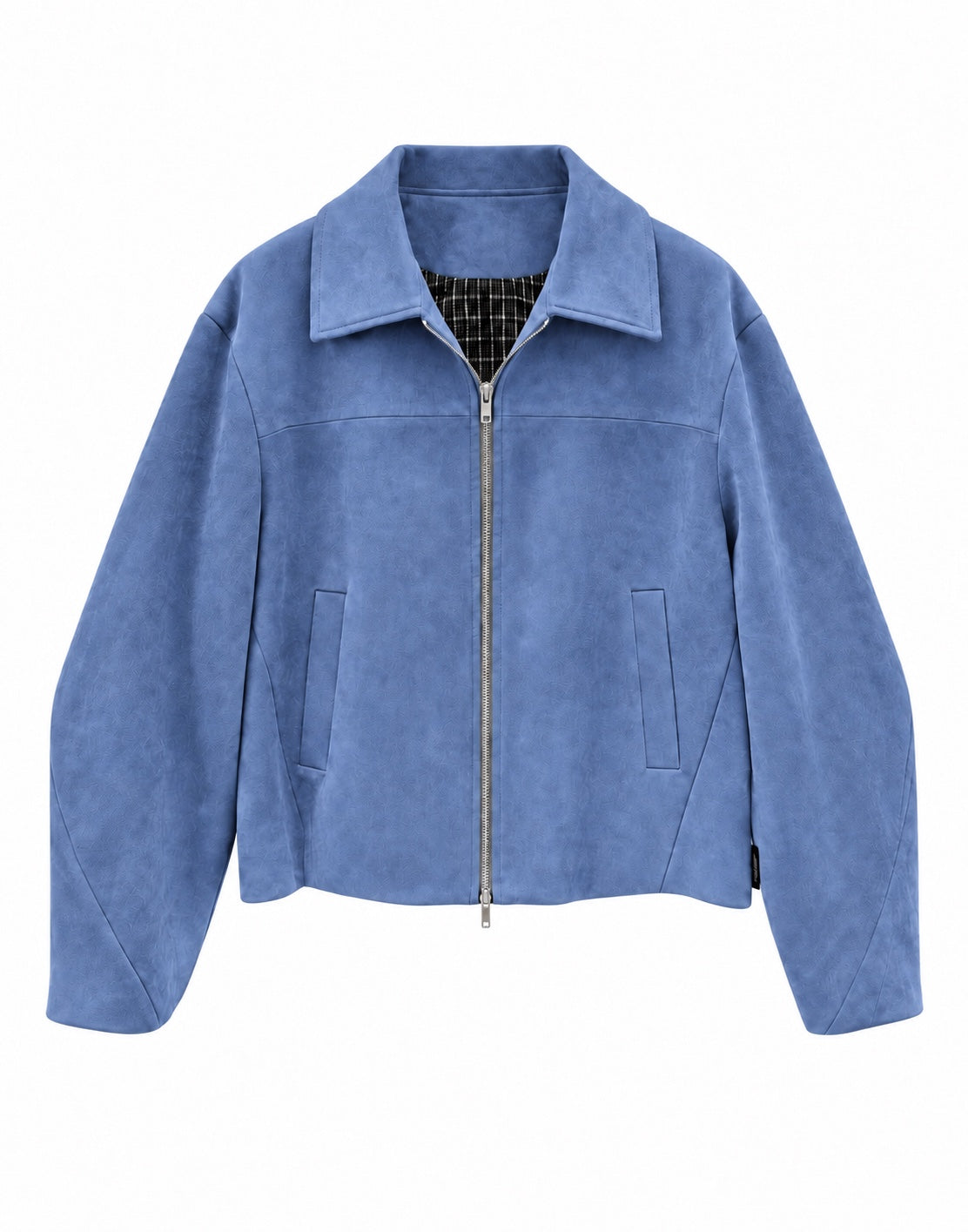 The Suede Zip Jacket in Slate Blue